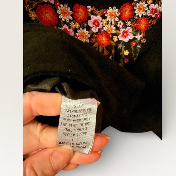 Savanna Jane | Faux Suede Black Floral Kiss Moto Jacket - Picture 7 of 7